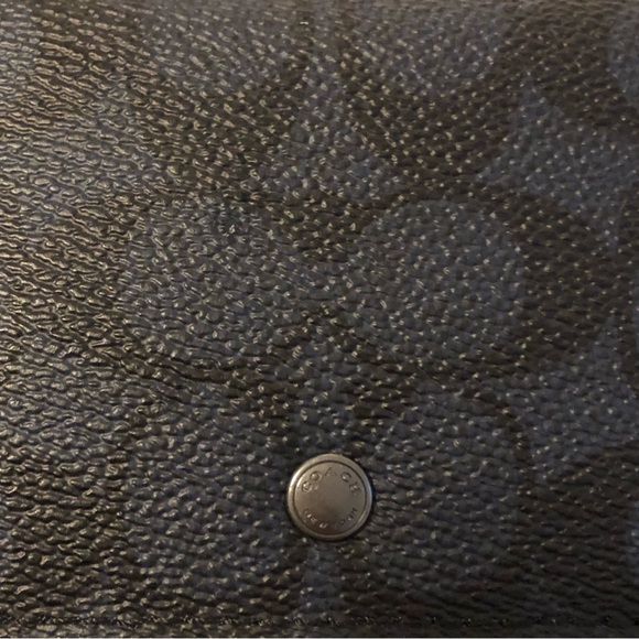 Coach Black/Dark Navy Coach CC Logo Canvas Coin Change Purse - Picture 3 of 8